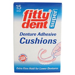 FITTYDENT Denture Adhesive Cushions 15 Tabs Pack of 12
