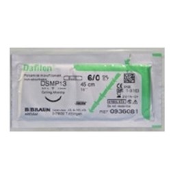 Aesculap Suture DAFILON, Blue, DSMP13, 6/0, 45cm x 36-Pack