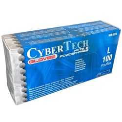 Cybertech Nitrile Gloves L Powder Free Blue Box 100