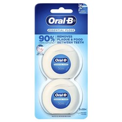 ORAL B Essential Floss Waxed Twin 2 x 50m Pack of 6