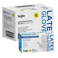 Saniflex Latex Exam Gloves - Powder Free - Extra Large, 100-Pack - Carton of 10 Boxes
