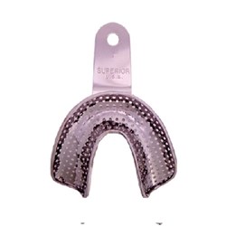 Superior Stainless Steel Impression Tray - Perforated - Edentulous Lower - Medium