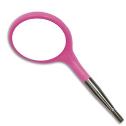 ZIRC Crystal Plastic Mirror Head - Neon Pink - Simple Stem - Size 5, 12-Pack