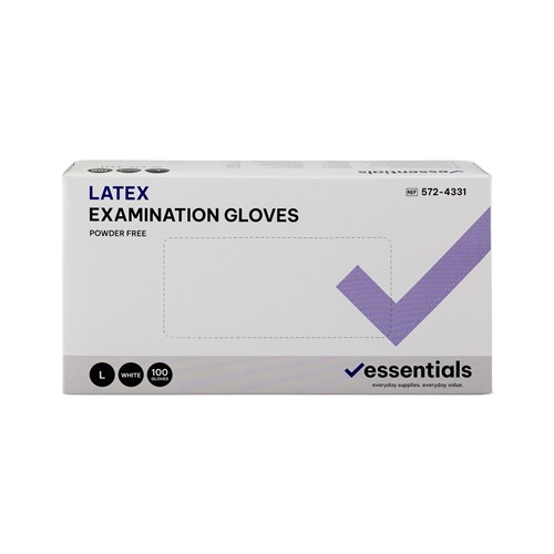 HSE-5724331-C - Essentials Latex Exam Gloves Powder Free L Carton 10 x 100
