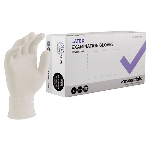 HSE-5724331-C - Essentials Latex Exam Gloves Powder Free L Carton 10 x 100