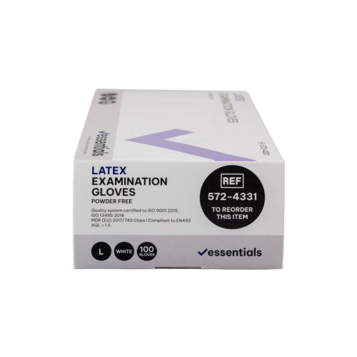 HSE-5724331-C - Essentials Latex Exam Gloves Powder Free L Carton 10 x 100