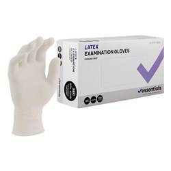 5724328-C - Essentials Latex Exam Gloves Powder Free XS box and glove