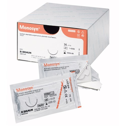 Aesculap Suture Monosyn, DS16, Violet, 5/0, 3/8, Circle Reverse Cut, 36-Pack