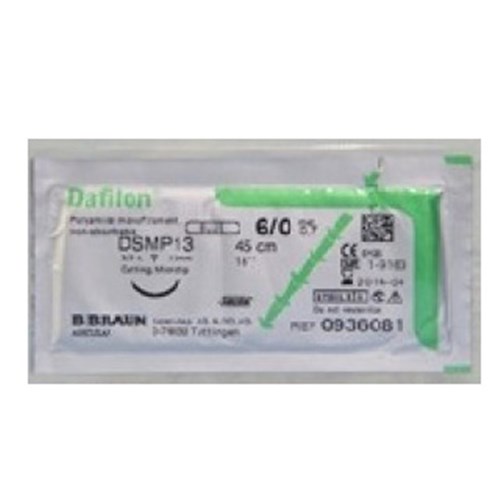 Aesculap Suture DAFILON, Blue, DSMP13, 6/0, 45cm x 36-Pack