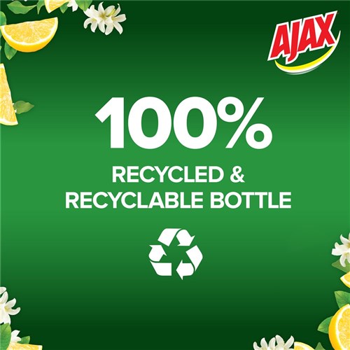 AJAX SPRAYn'WIPE - MultiPurpose Antibacterial Disinfectant - Lemon Citrus - 500ml Trigger Spray Recycled Bottle, 8-Pack