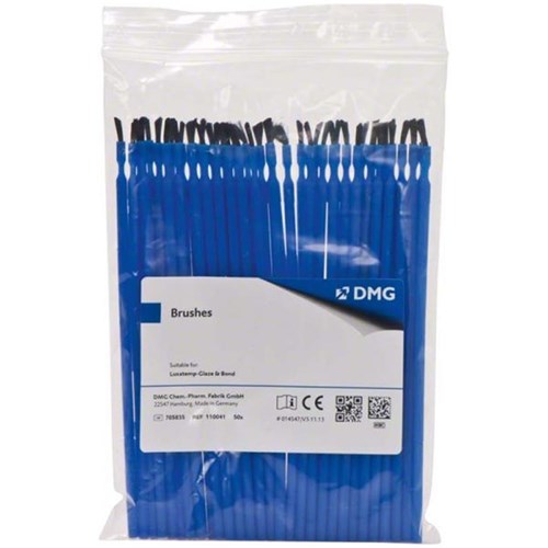 DMG Luxatemp Glaze and Bond Brushes - Blue Handle with Black Bristles, 50-Pack