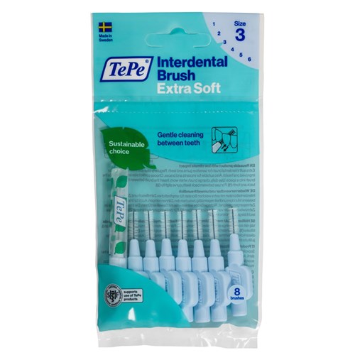 TePe Interdental Brush - Pastel Blue - X Soft - 0.6mm, 8-Pack