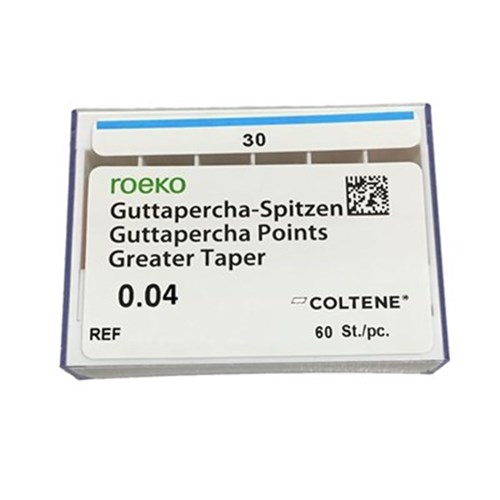 Roeko Greater Taper Gutta Percha Points - Size 30 - 0.04 Taper, 60-Pack