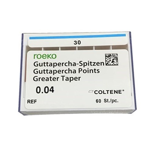 Roeko Greater Taper Gutta Percha Points - Size 30 - 0.04 Taper, 60-Pack