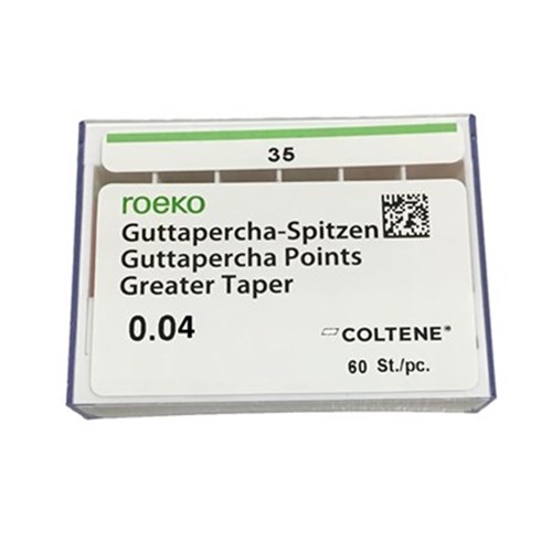 Roeko Greater Taper Gutta Percha Points - Size 35 - 0.04 Taper, 60-Pack