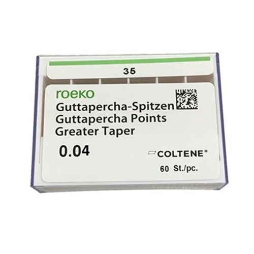Roeko Greater Taper Gutta Percha Points - Size 35 - 0.04 Taper, 60-Pack