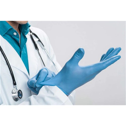 Saniflex Nitrile Gloves PF Blue Medium Box of 100