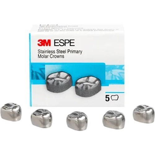 3M Crown SlimFit - Stainless Steel Primary Molar Crowns - JDUR2, 5-Pack