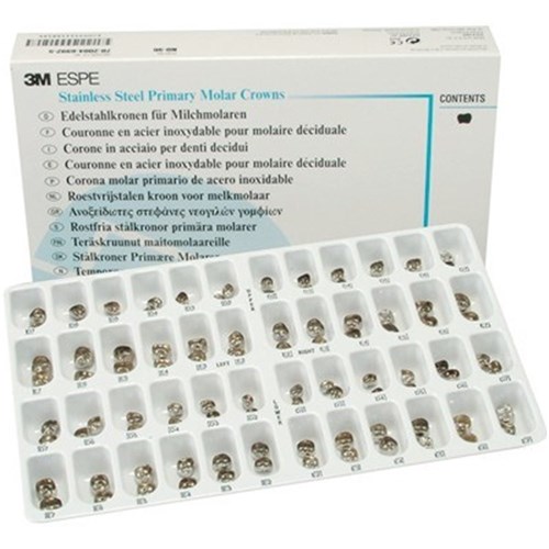 3M Crown Form NiChro - Stainless Steel Primary Molar Crowns - Kit, 48-Pack